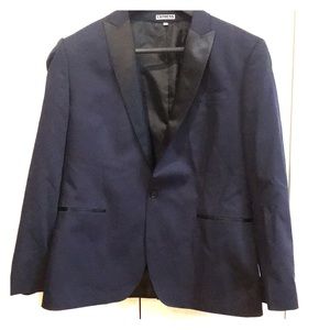 EUC Navy & Black Satin Trim Single Button Blazer